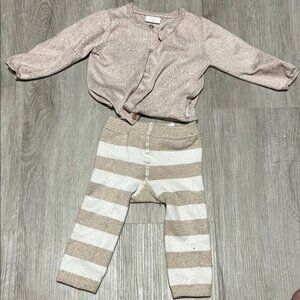 Striped Beige and Cream Baby Outfit